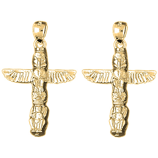 Yellow Gold-plated Silver 33mm Totem Pole Earrings