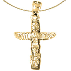 Sterling Silver Totem Pole Pendants (Rhodium or Yellow Gold-plated)