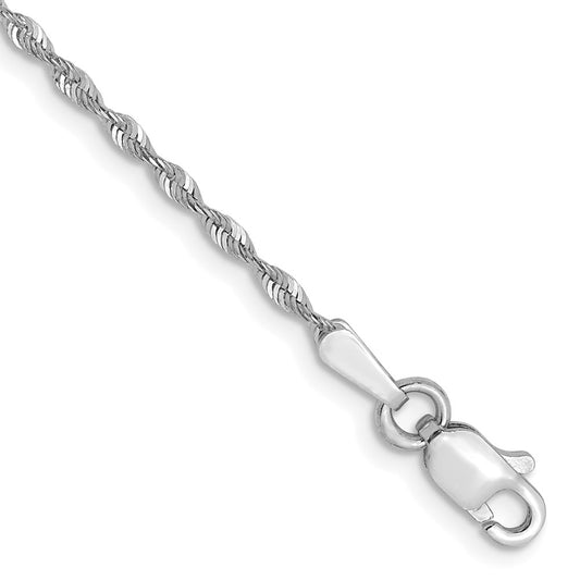 10K White Gold 1.5mm Diamond-cut Lightweight Rope Chain