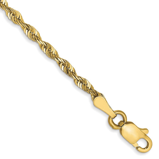 10K Yellow Gold 2.25mm Diamond-cut Lightweight Rope Chain