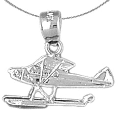 Sterling Silver Float Plane Pendants (Rhodium or Yellow Gold-plated)