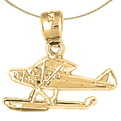 Sterling Silver Float Plane Pendants (Rhodium or Yellow Gold-plated)