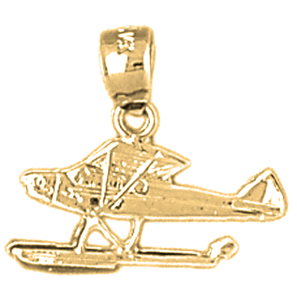 Yellow Gold-plated Silver Float Plane Pendants