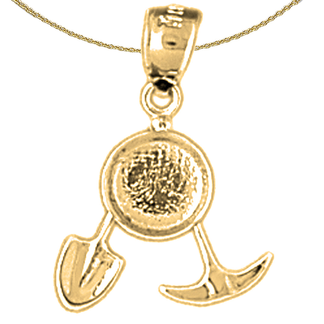 Sterling Silver Shovel And Pick Ax Pendants (Rhodium or Yellow Gold-plated)
