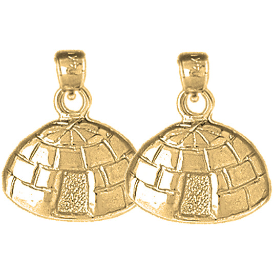 Yellow Gold-plated Silver 19mm Igloo Earrings