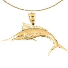 Colgante Marlin de plata de ley (bañado en rodio o oro amarillo)