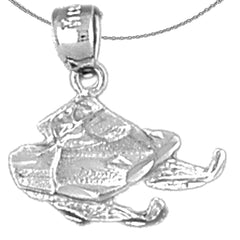 Sterling Silver Snow Mobile Pendants (Rhodium or Yellow Gold-plated)