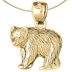 Sterling Silver Bear Pendants (Rhodium or Yellow Gold-plated)