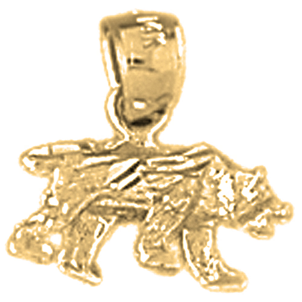 Yellow Gold-plated Silver Bear Pendants
