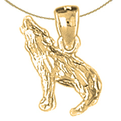 Sterling Silver Wolf Pendants (Rhodium or Yellow Gold-plated)