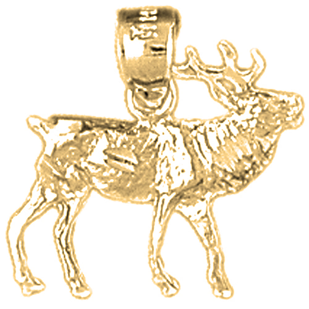 Yellow Gold-plated Silver Elk Pendants