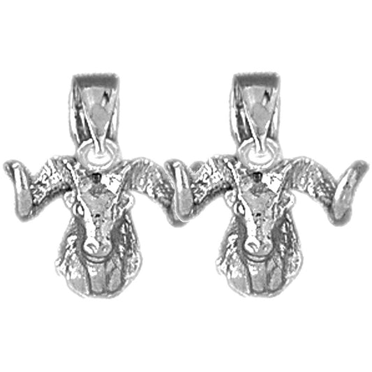 Sterling Silver 15mm Ram Earrings