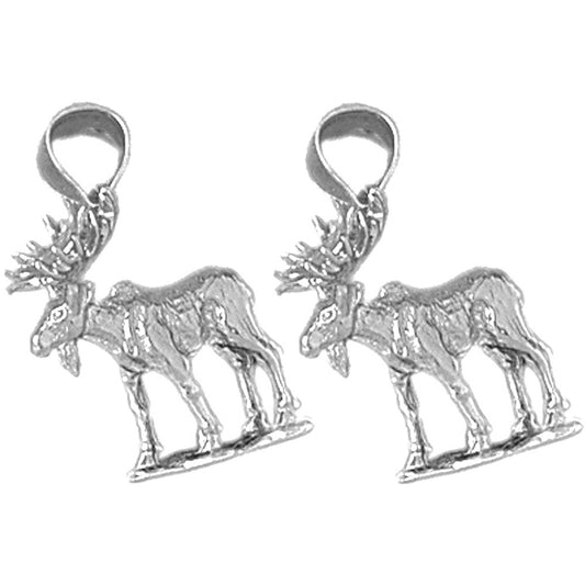 Sterling Silver 24mm Moose Earrings