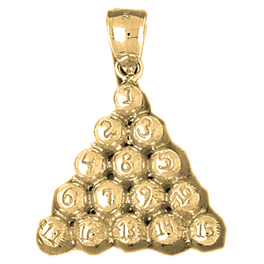 Yellow Gold-plated Silver 8 Ball Pool Pendant