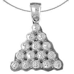 Sterling Silver 8 Ball Pool Pendant (Rhodium or Yellow Gold-plated)