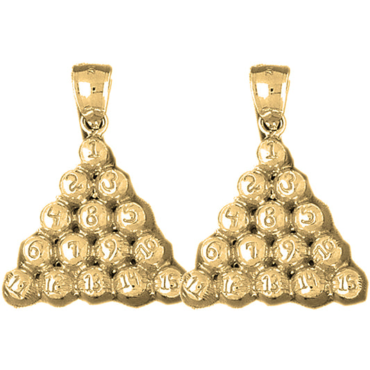 Yellow Gold-plated Silver 31mm 8 Ball Pool Earrings