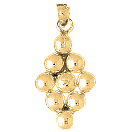 Yellow Gold-plated Silver 9 Ball Pool Pendant