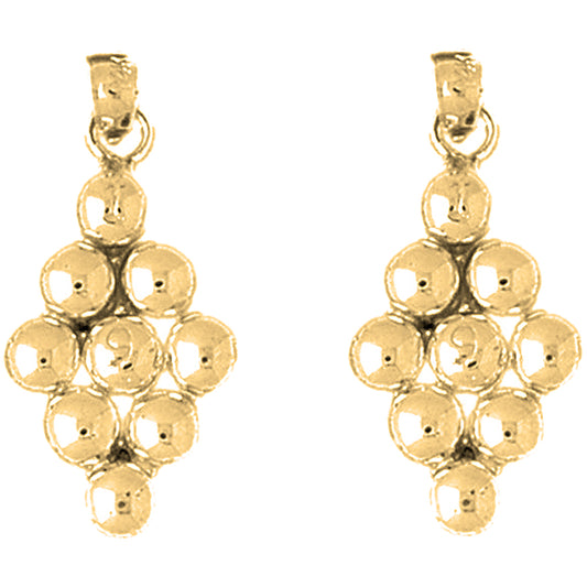 Yellow Gold-plated Silver 29mm 9 Ball Pool Earrings