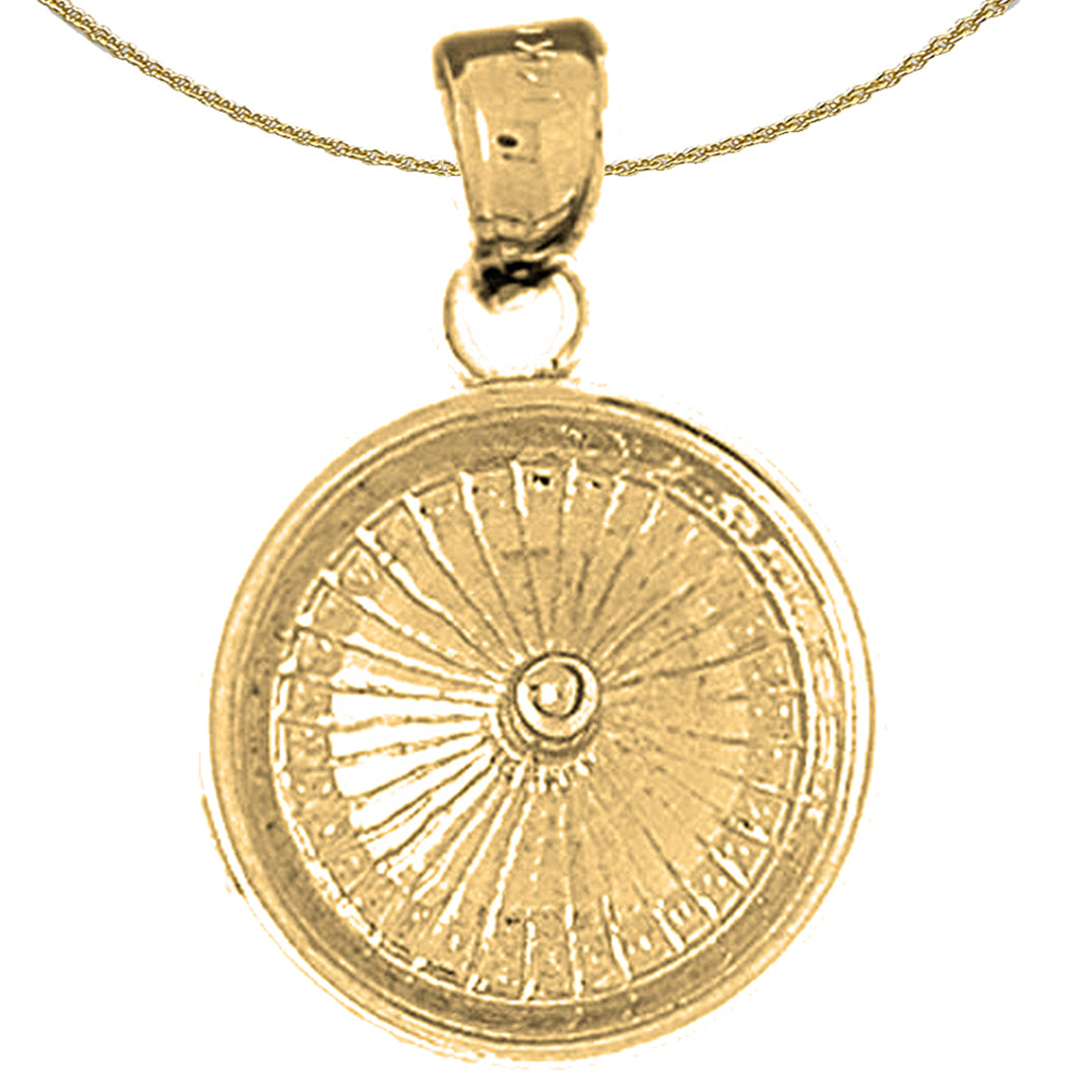 Sterling Silver Roulette Pendant (Rhodium or Yellow Gold-plated)