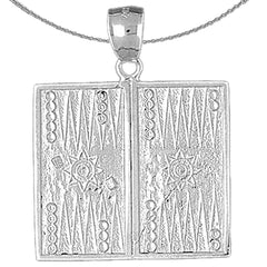 Sterling Silver Backgammon Pendant (Rhodium or Yellow Gold-plated)
