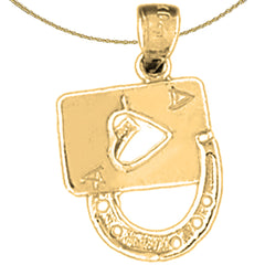 Sterling Silver Lucky Ace Of Spades Pendant (Rhodium or Yellow Gold-plated)