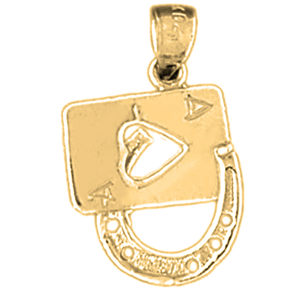 Yellow Gold-plated Silver Lucky Ace Of Spades Pendant