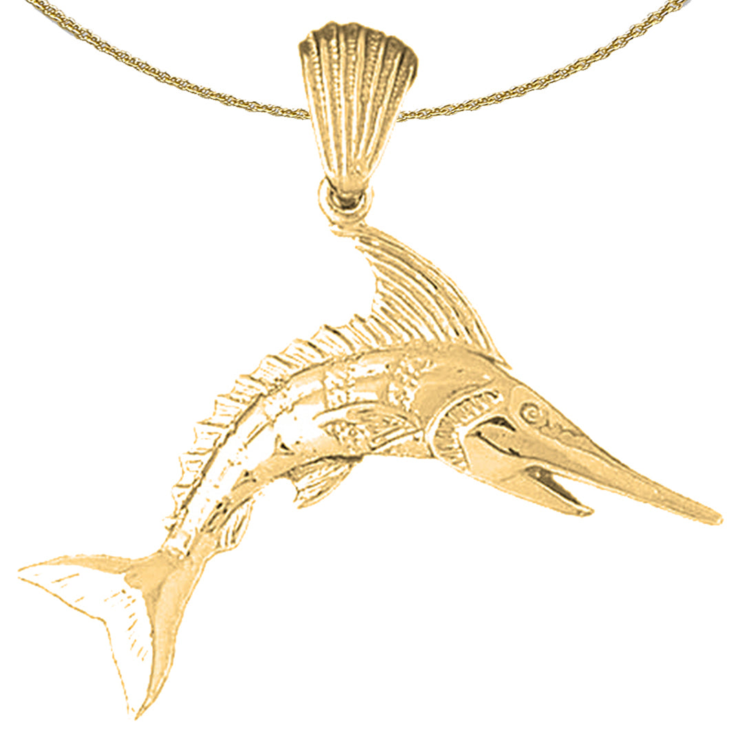10K, 14K or 18K Gold Marlin Pendant