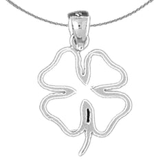 Sterling Silver Shamrock, Clover Pendant (Rhodium or Yellow Gold-plated)