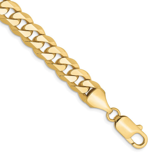 10K Yellow Gold 8.25mm Flat Beveled Curb Chain