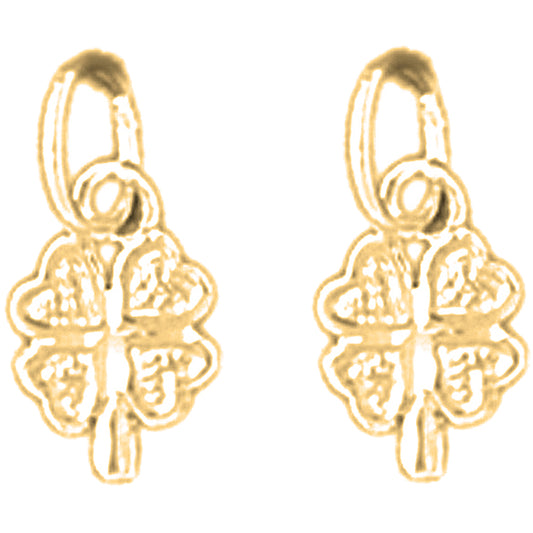 Yellow Gold-plated Silver 12mm Shamrock, Clover Earrings