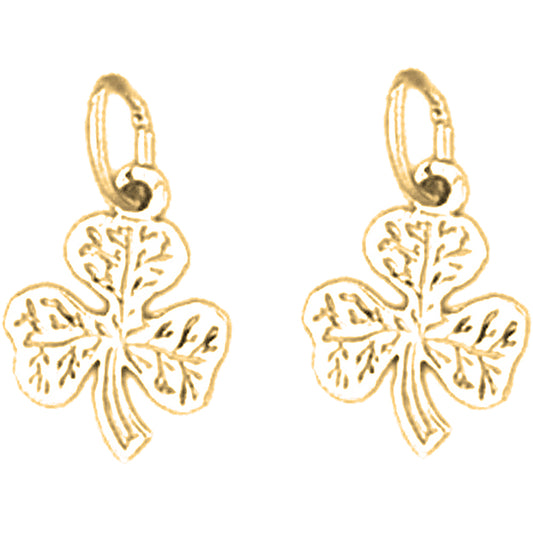 Yellow Gold-plated Silver 15mm Shamrock, Clover Earrings