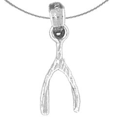 Sterling Silver Wish Bone Pendant (Rhodium or Yellow Gold-plated)