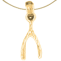 Sterling Silver Wish Bone Pendant (Rhodium or Yellow Gold-plated)