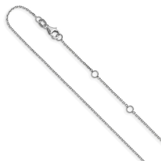 10K White Gold .8mm Round Cable 1in+1in Adjustable Chain