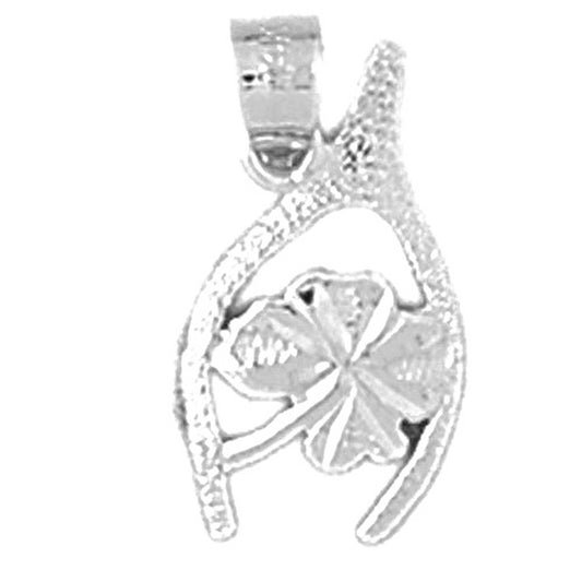Sterling Silver Wish Bone With Clover, Shamrock Pendant