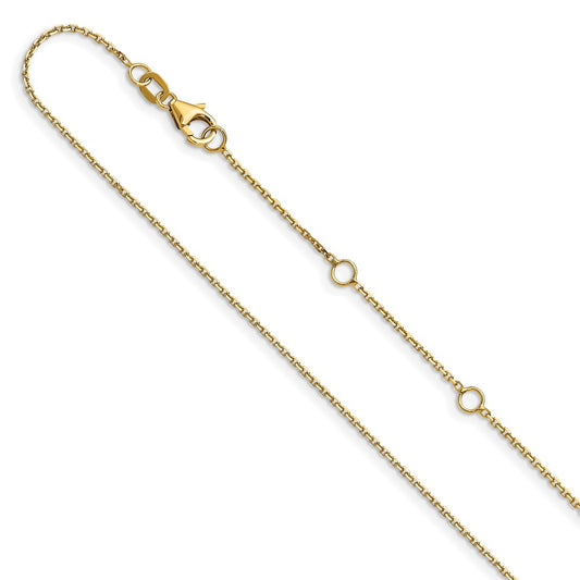 10K Yellow Gold .95mm Round Cable 1in+1in Adjustable Chain