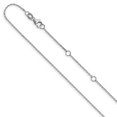 10K White Gold .95mm Round Cable 1in+1in Adjustable Chain