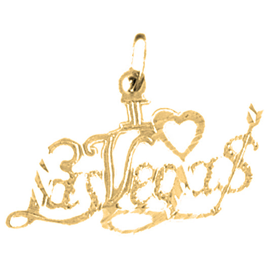 Yellow Gold-plated Silver I Love Las Vegas Pendant