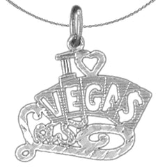 Colgante I Love Las Vegas de plata de ley (bañado en rodio o oro amarillo)