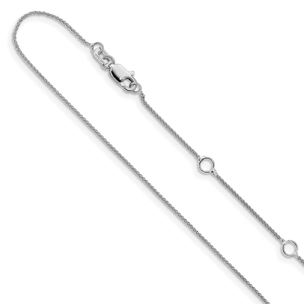 10K White Gold .8mm Spiga (Wheat) 1in+1in Adjustable Chain