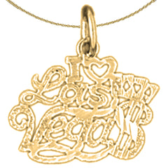 Sterling Silver I Love Las Vegas Pendant (Rhodium or Yellow Gold-plated)