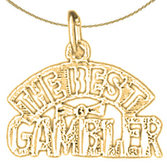 Sterling Silver The Best Gambler Pendant (Rhodium or Yellow Gold-plated)