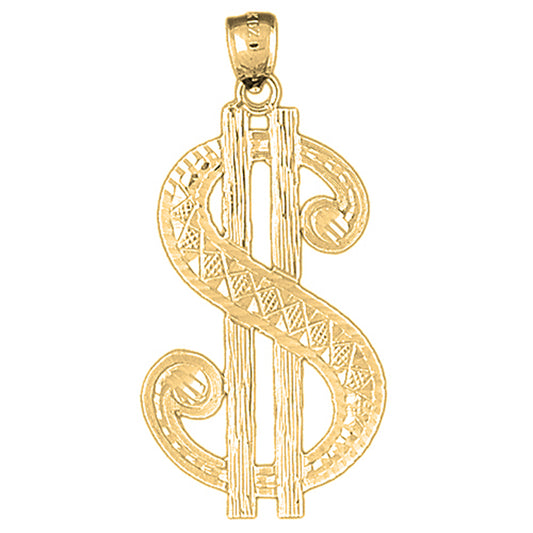 Yellow Gold-plated Silver Dollar Sign Pendant