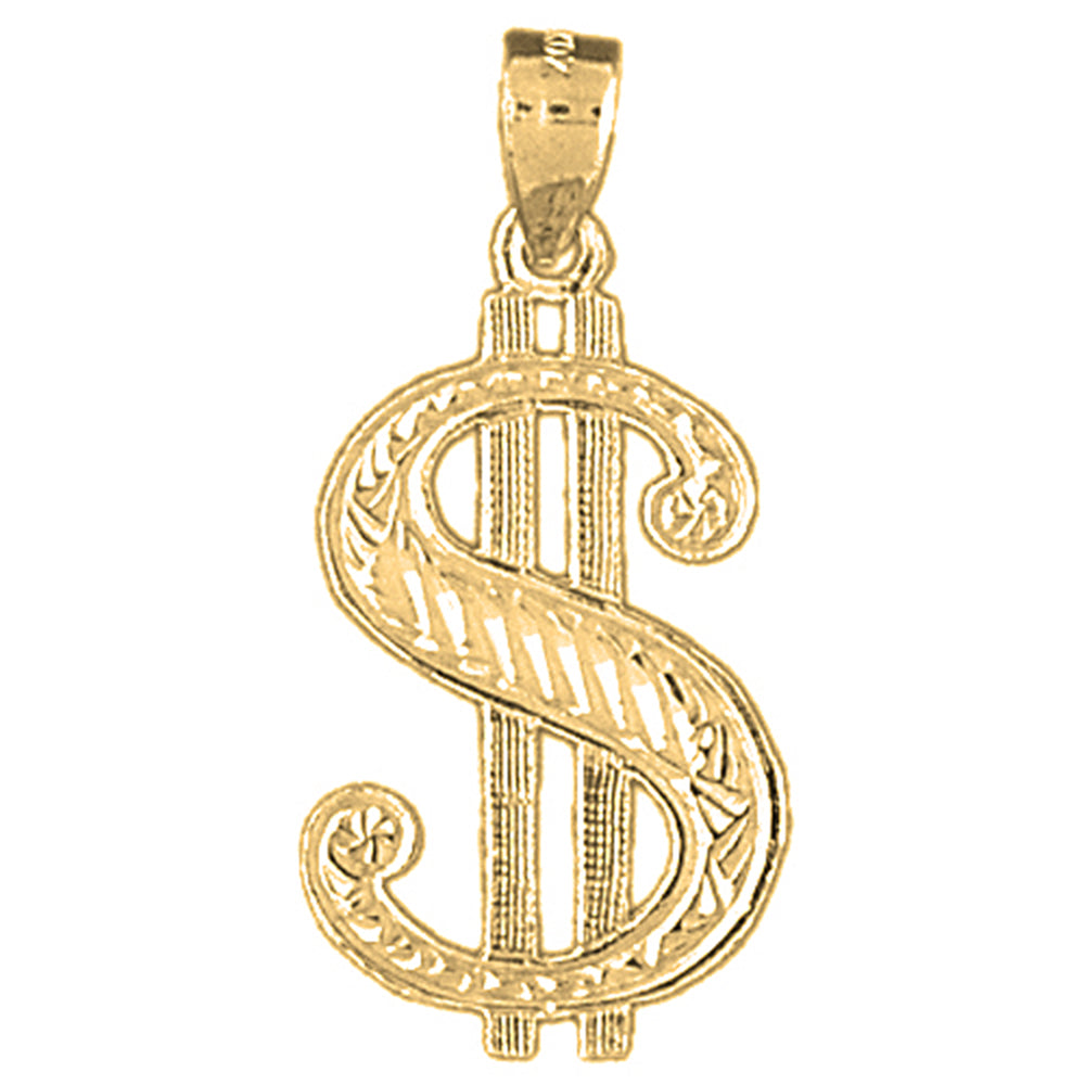 Yellow Gold-plated Silver Dollar Sign Pendant