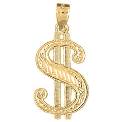 Yellow Gold-plated Silver Dollar Sign Pendant