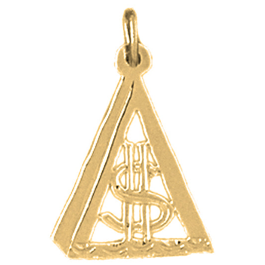 Yellow Gold-plated Silver Dollar Sign Pendant