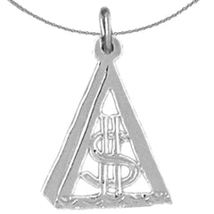 Sterling Silver Dollar Sign Pendant (Rhodium or Yellow Gold-plated)