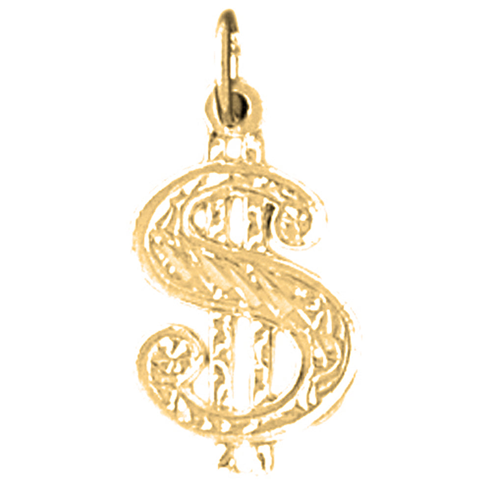 Yellow Gold-plated Silver Dollar Sign Pendant