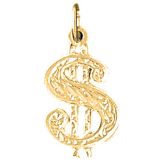 Yellow Gold-plated Silver Dollar Sign Pendant