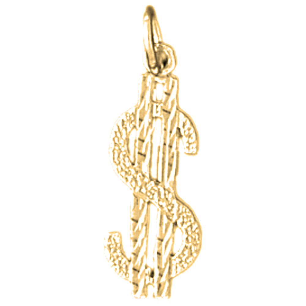 Yellow Gold-plated Silver Dollar Sign Pendant